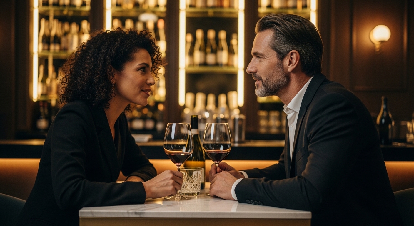 The Psychology of Modern Casual Dating - Elite couple in intimate conversation